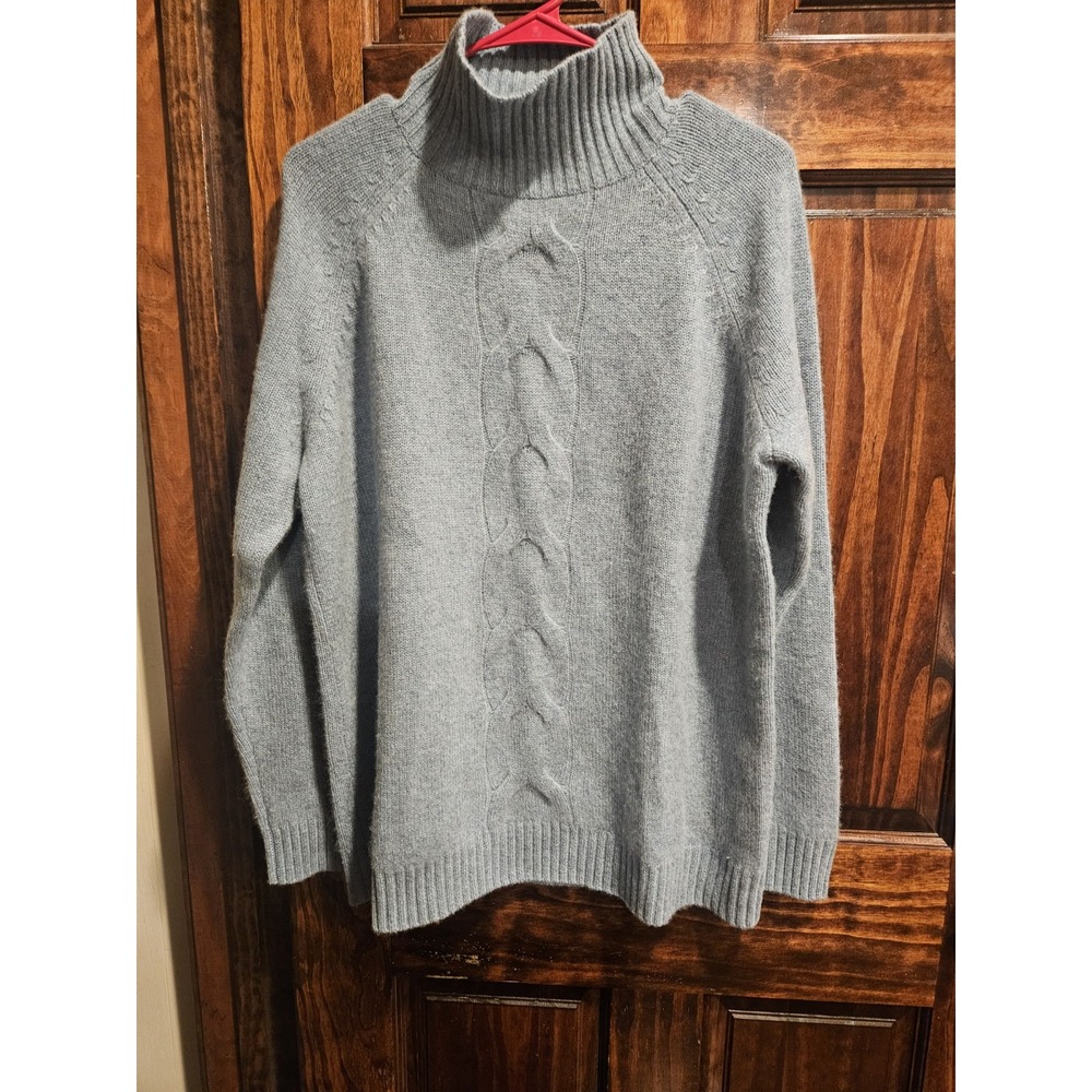 Garnet Hill 100% Cashmere Turtleneck Women Size M Blue Sweater